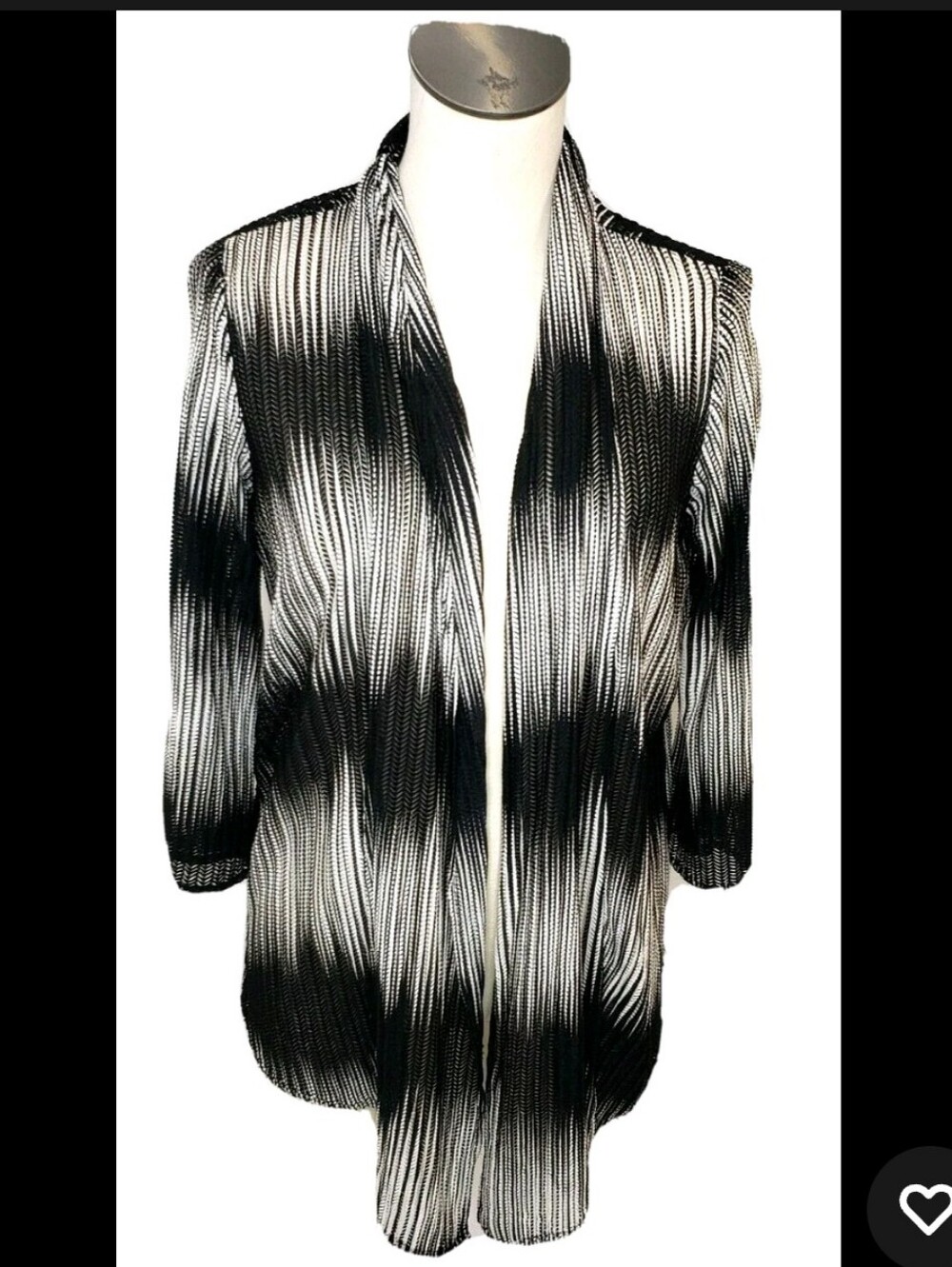 Jacket Black White Sheer Cool Pattern By Blue Mood Size L